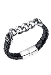 Braided cremation ashes holder black leather bracelet