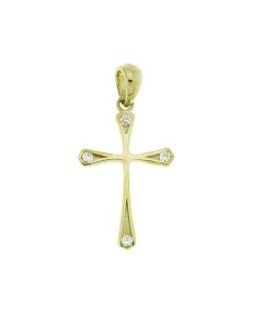 14 carat bicolor gold memorial pendant 'Cross' with zirconia