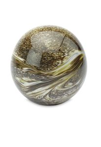 Crystal glass keepsake urn 'Elements' marble brown