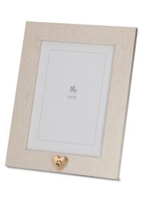 Photo frame urn with small golden pawprint heart for ashes