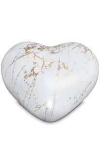 Half-standing heart cremation urn for ashes - Carrara marble with gold-colored veins - Love Collection