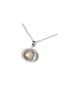 925 Silver Cremation Pendant for Ashes with Milky White Moonstone
