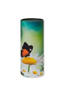Ashes scattering tube urn 'Butterfly on flower'