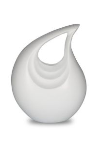 White teardrop cremation urn for ashes