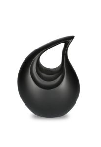Small black teardrop cremation urn for ashes