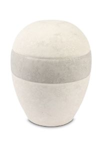 Porcelain urn for ashes 'Planet' cream-tortora