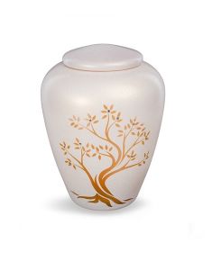 Glass cremation urn with Tree of Life white - symbol of connection