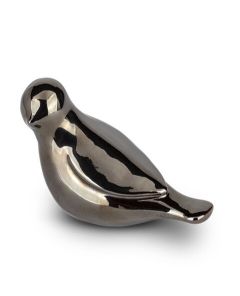 Ceramic keepsake urn “Whistling Bird” - silver-coloured
