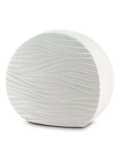 Ceramic urn for ashes Soft Waves Gloss White