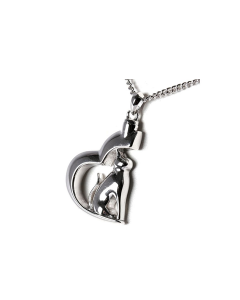 Silver (925) Ash Pendant Cat and Heart