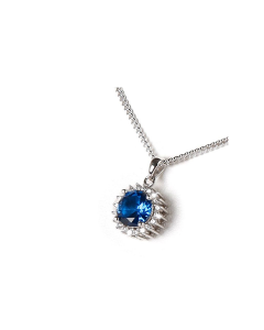 925 Silver Cremation Pendant for Ashes with blue stone and zirconia stones