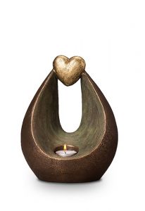 Ceramic keepsake cremation ashes urn with candle holder