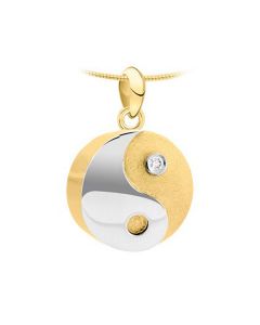Ash jewel pendant 14 krt. yellow golden four-leaf clover (zirconia stones)