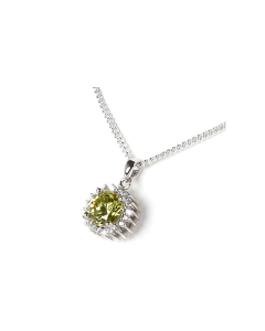 925 Silver Cremation Pendant for Ashes with green stone and zirconia stones
