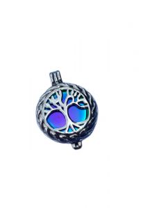 Stainless steel ashes pendant 'Tree of life' blue