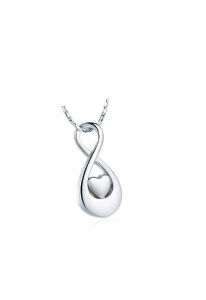 Stainless steel ashes pendant 'Infinity' with silver heart