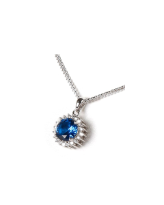 925 Silver Cremation Pendant for Ashes with blue stone and zirconia stones