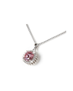 925 Silver Cremation Pendant for Ashes with light red stone and zirconia stones