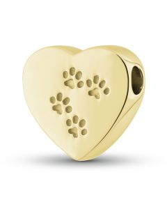 Ashes pendant with pawprints (14 krt. yellow gold)