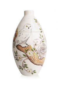 Hand painted keepsake urn 'Snowy Owl'