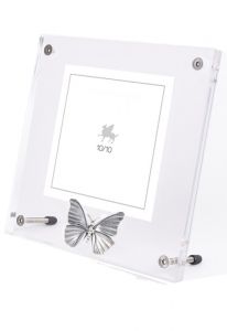 Acrylic glass photo frame with butterfly keepsake urn for ashes