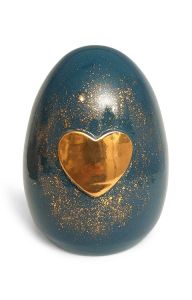 Handmade ceramic cremation urn 'Golden heart'