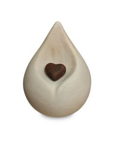 Biodegradable cremation ashes urn 'Teardrop with heart'