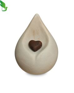 Biodegradable cremation ashes urn 'Teardrop with heart'