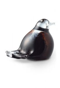 Crystal glass keepsake ashes urn 'Bird' brown / black / white