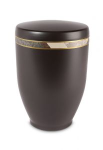 Dark brown metal cremation ash urn 'Diamond' with strap