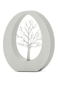 Stainless steel keepsake urn 'Oval Tree'