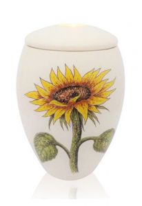 Hand-painted urn for ashes 'Sunflower'