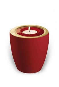 Candle holder keepsake urn for ashes 'Luna' Teak gold