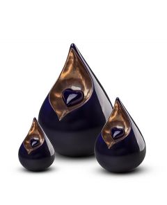 Dark blue teardrop keepsake urn 'Celest' in several sizes