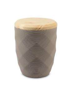 Urn for ashes 'Diamonds' grey-brown with spruce wood lid