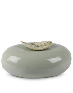 Ceramic cremation ashes urn 'Lily' grey green