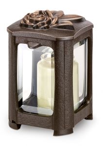 Grave lantern bronze with rose in several colours