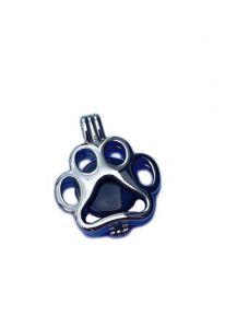 Stainless steel ashes pendant 'Pawprint' black