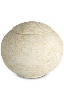 Porcelain urn for ashes 'Sfera' - Sahara sand relief