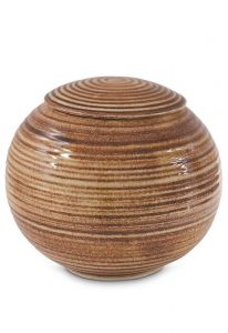 Porcelain urn for ashes 'Sfera' - Rust brown - hand-painted