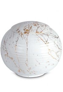 Porcelain urn for ashes 'Sfera' - Carrara marble with gold-colored veins motif