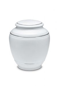 Mini cremation urn for ashes of porcelain 'Classica' | Matte platinum-colored leaves