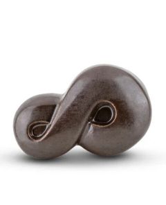 Modern handmade ceramic Infinity keepsake urn, dark brown