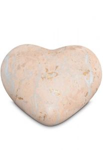 Half-standing pink heart cremation urn for ashes with marble motif - Love Collection
