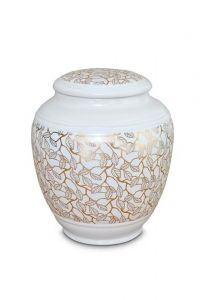 Mini cremation urn for ashes of porcelain 'Classica' | Pure Gold leaves