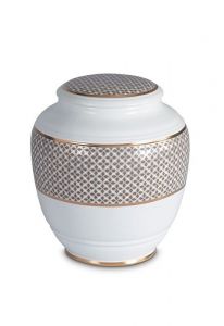 Mini cremation urn for ashes of porcelain 'Classica' | Four-leaf clovers with double gold-colored edges