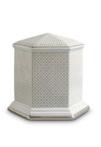 Mini cremation urn for ashes of porcelain 'Esagono' | Four-leaf clovers with double platinum edges