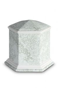 Mini cremation urn for ashes of porcelain 'Esagono' | Marine water relief