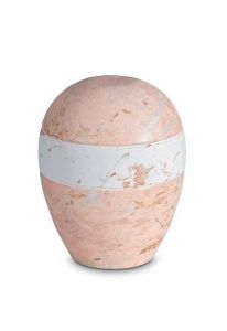 Keepsake urn of porcelain 'Planet' - Pink marble motif