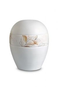 Keepsake urn of porcelain 'Planet' - Band with brown leaf lines